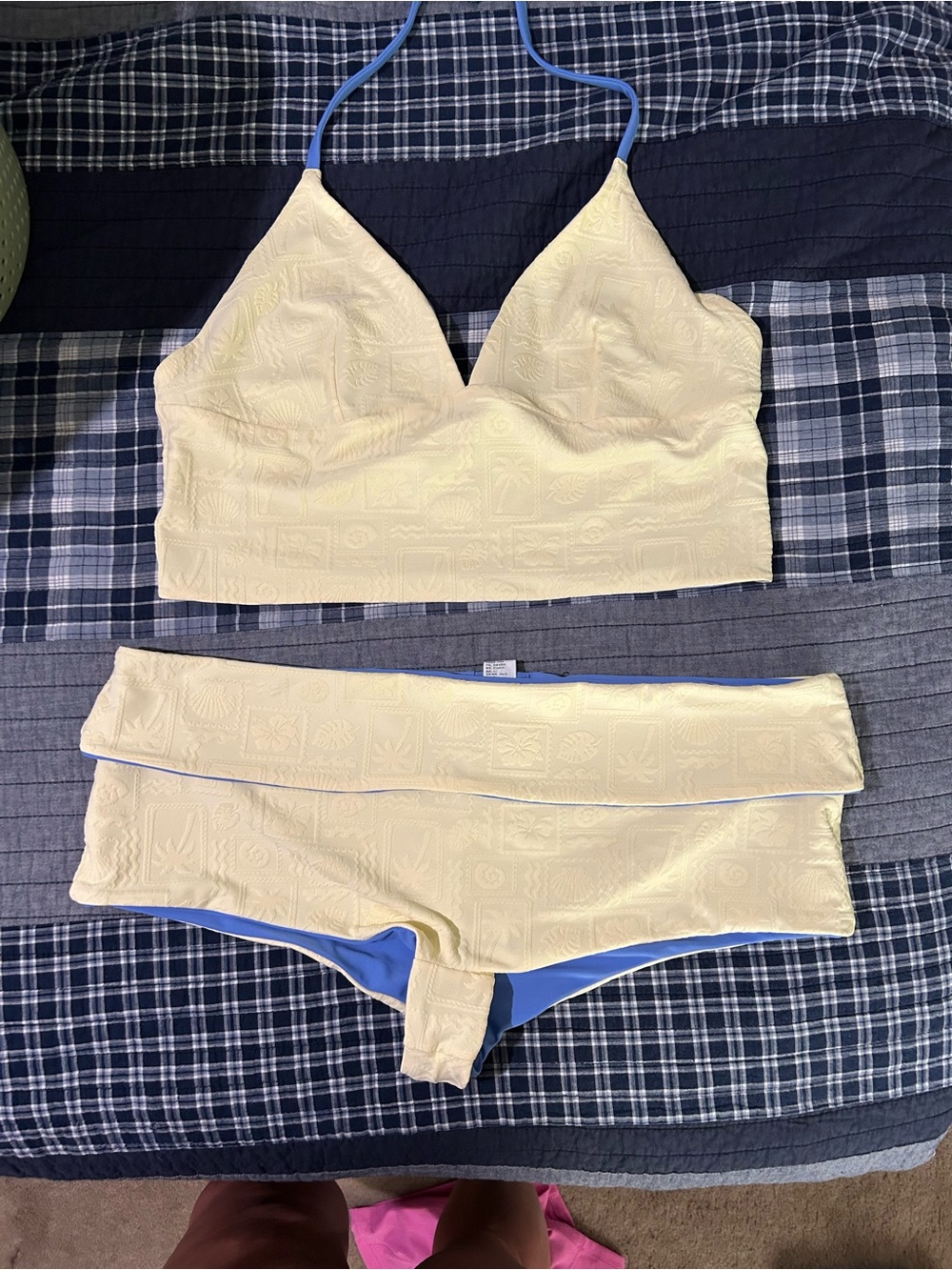 Hollister Reversible Tankini Jacquard Yellow and Blue